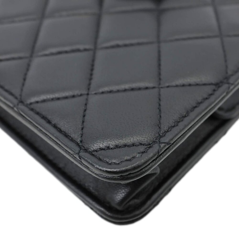 Chanel CC Quilted Lambskin Leather Pouch Wristlet Black - Picture 8 of 12